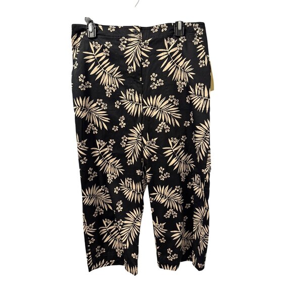 Classic Elements Pants - Classic Elements Tropical Floral Print Capri Sz 12 Pants Black Cream